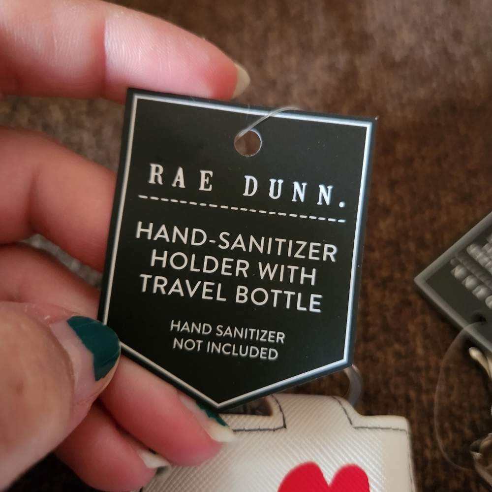 Rae Dunn Keychain Hand Sanitizer Travel Holder Bundle Of 2 NWT Pink White - Picture 4 of 5